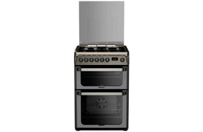 Hotpoint HUD61 Double Dual Fuel Cooker - Stainless Steel